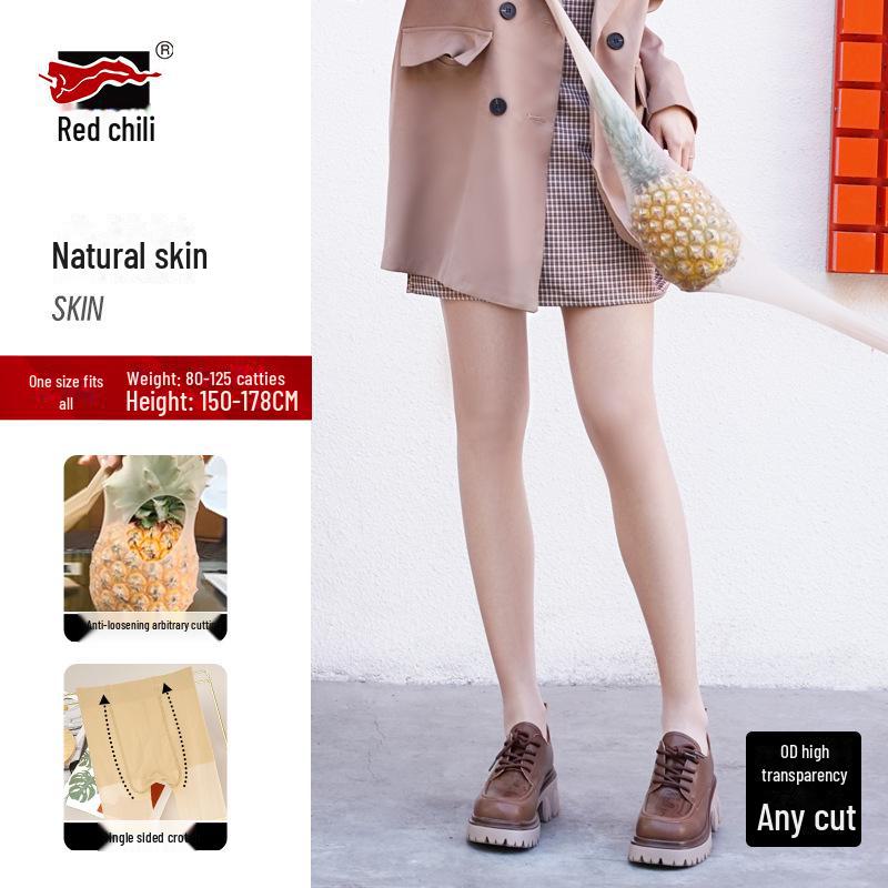 Red Pepper Ultra-Thin 0D Velvet Cut Pineapple Pantyhose - Sexy Solid Color Stockings