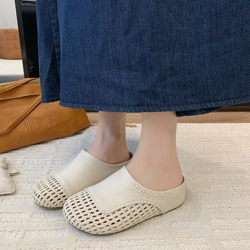 Flats Women Mules Shoes Slingback Casual Slippers Cozy Walking Dress 2025 New Woman Sandals Summer