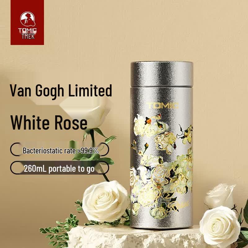TOMIC Van Gogh  White Rose  Pure Titanium Insulated Travel Mug