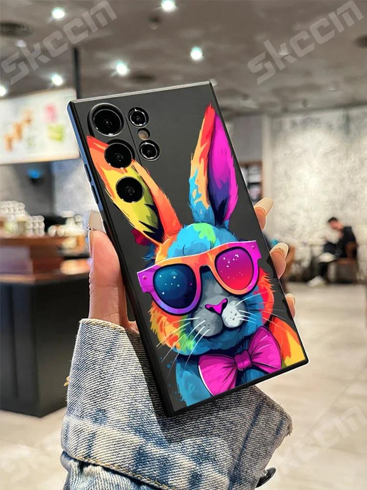 Cute Colorful Rabbit Phone Case For Samsung Galaxy S25 S24 S23 Ultra S22 Plus S20 FE A15 A35 A50 A51 A54 A55 A71 A72 A73 Cover