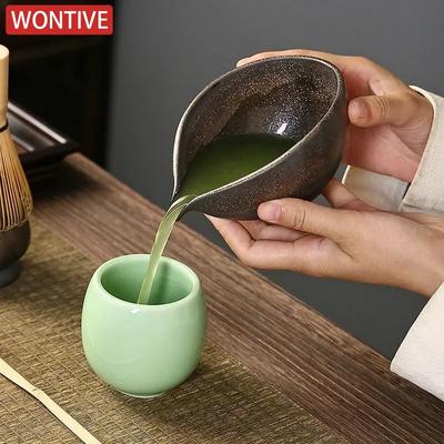 4-5 adet El Yapımı EvKaba çanak çömlek Matcha Çay Seti Alet Standı Seti Kase Çırpma Teli Kepçe Hediye Töreni Geleneksel Japon Aksesuarları