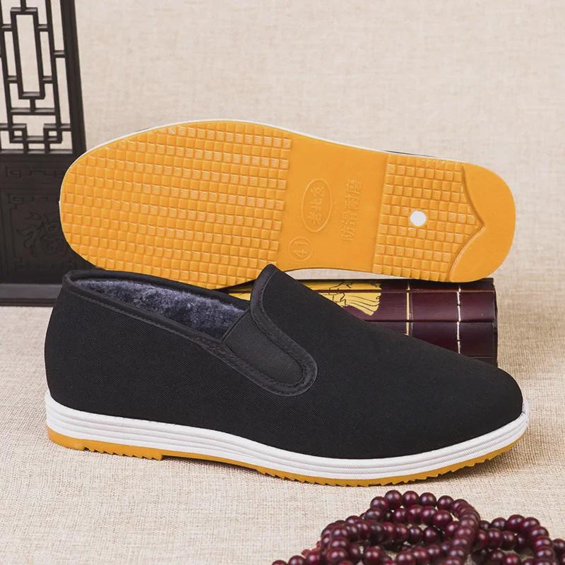 Rutschfeste, warme Stoffschuhe für Herren – Samt und dicke Baumwolle, perfekt zum Autofahren, Herbst und Winter, geeignet für Menschen mittleren Alters und ältere Menschen.