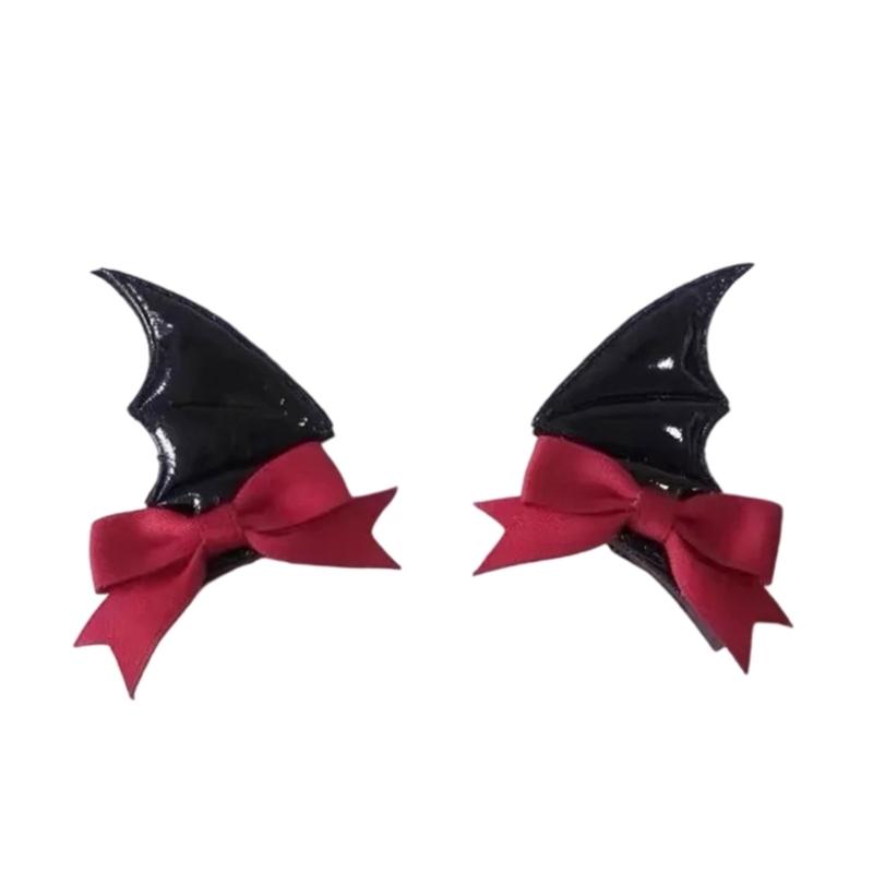 Wing Hair Clip Bows Balletcore Dark Bows Flat Clip Balletcore Hairpin Bows Elegant Hair Clip for Bunches 1