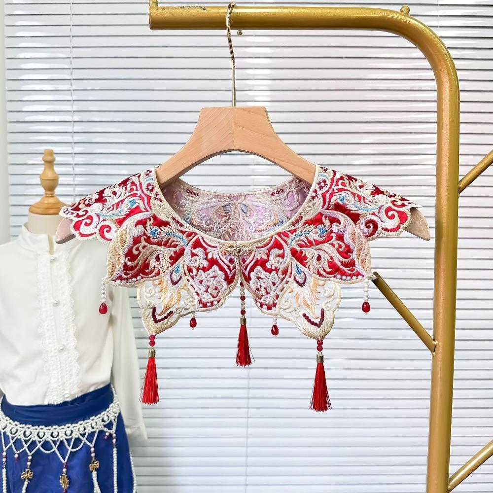 Elegant Lace Shawl Embroidery Design Detachable Collar Unique False Collar  Cultural Wear