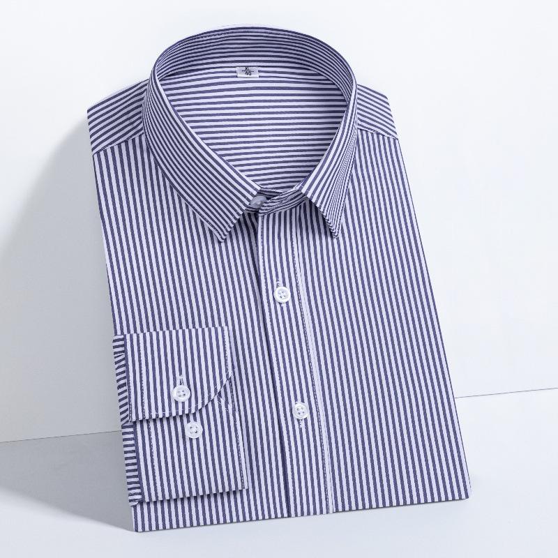 Men's Long Sleeve Bamboo Fiber Formal Shirt - White & Blue, Stretchable, Plus Size Available
