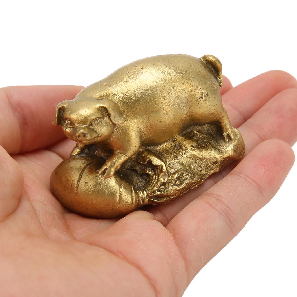 Messing Schwein Statue Dekorativ Exquisit Niedlich Glücksschwein Statue Tier Statue Ornament für Schreibtisch Bücherregal Esstisch