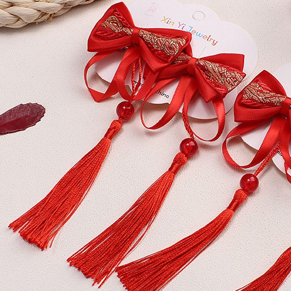 

2 шт. Детский парик с бантом в китайском стиле, кудрявый, красный бант, заколка для волос, детский парик, заколка для волос, праздничный новогодний 6