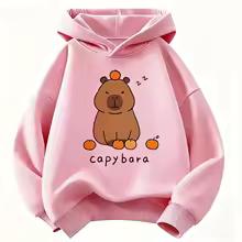Trendiger Capybara Lustiger Kinder Hoodie Sweatshirt Süßer Harajuku Hoody für Jungen Mädchen Herbst Frühling Lässige Hoodies