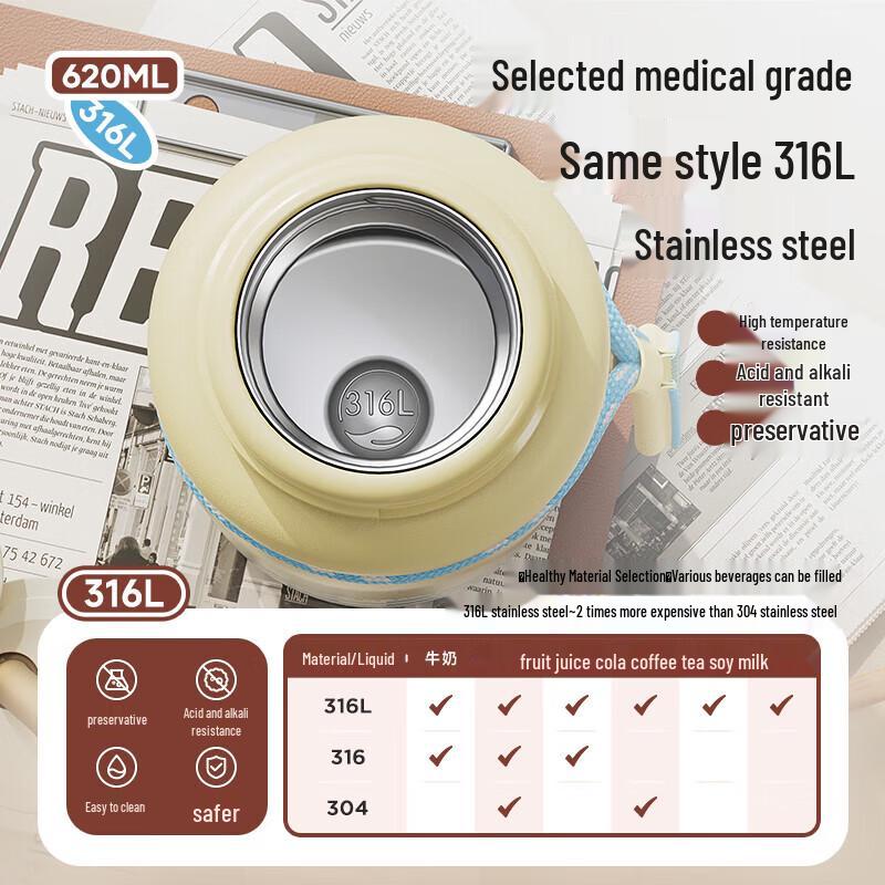 RELEA Paipai 640ml 316L Stainless Steel Insulated Straw Cup