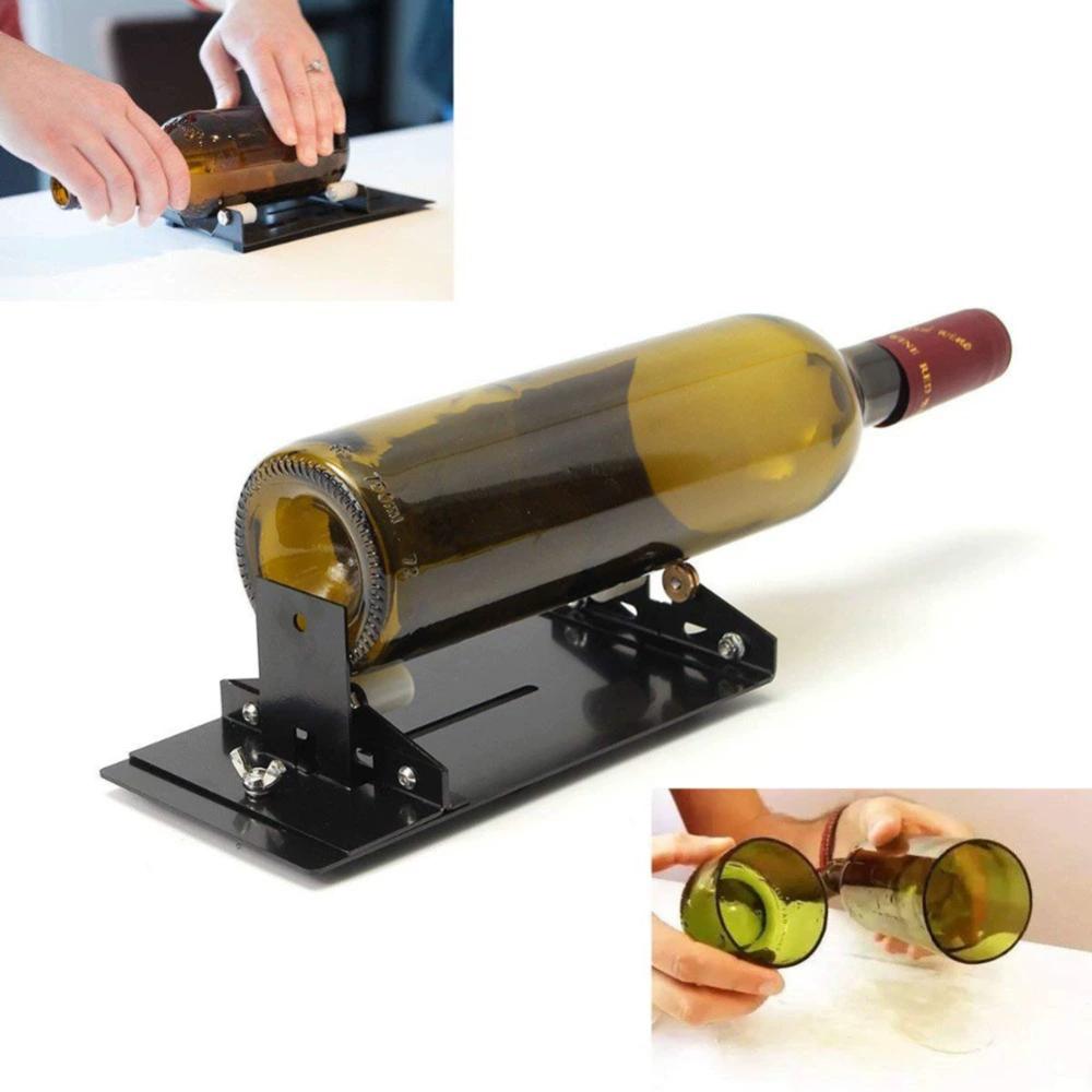 Glass Bottle Cutter for DIY Projects, Upgrade Cutting Tool with Metal Pad & Bottle Holder, for Wine Beer Soda Bottles