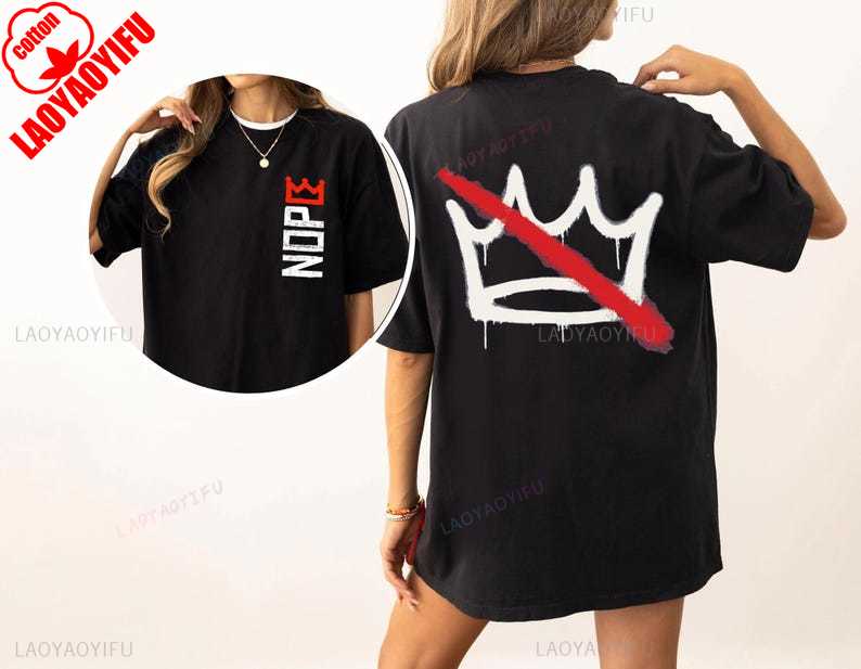 

Crown No Kings 2 Sided Tshirt Political Anti Maga Protest Shirts High Quality Cotton Tops Tee Graphic Shirt Short Unisex Adult 4XL