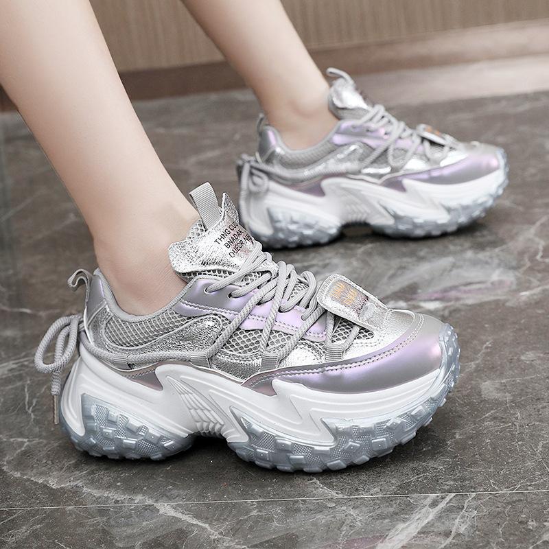 S8888 New Spring and Summer Popular Dad Shoes Korean Style Trendy Women's Shoes Raise the Bottom Breathable Mesh Surface Shoes