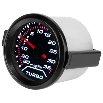 Baltas LED apšvietimas Turbo Boost matuoklis Automobilio matuoklis Auto priedai 35Psi Lenktyninio automobilio modifikacija Dūminis stiklas 12V Universalus 2" 52mm Turbo slėgio matuoklis
