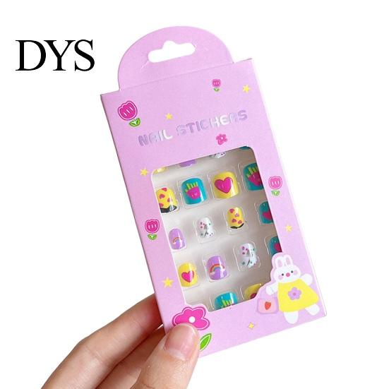 Nail Art Patch 24Pcs Kids Fake Kawaii Fun Designs For Children Stickers Set Creative DIY Kit for Decorations Easy-to-apply Nails