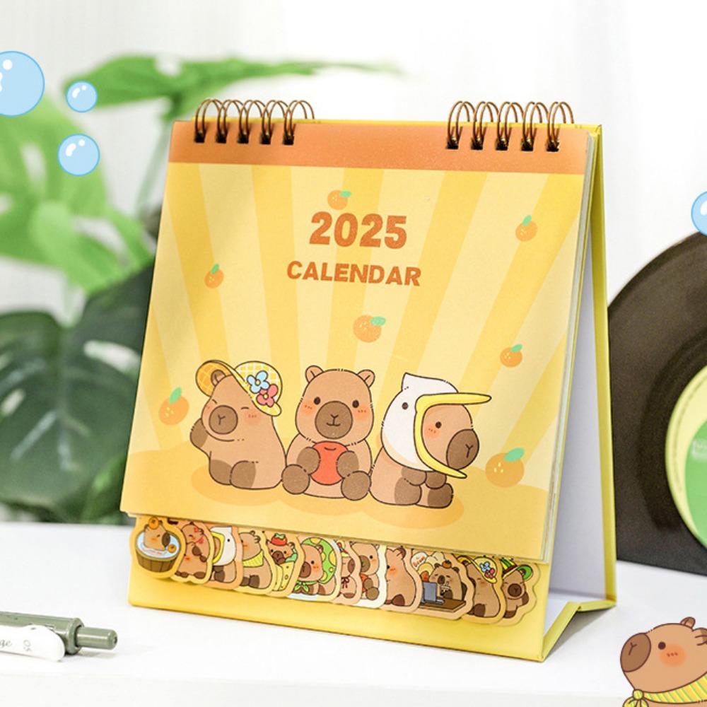 Planning Capybara Desk Calendar Standing Flip 2025 Calendar Ornaments Itinerary Record