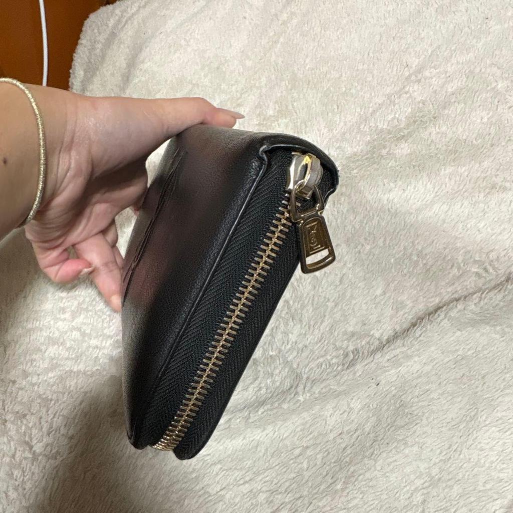 Used SAINT LAURENT PARIS YSL Round Zipper Long Wallet Black
