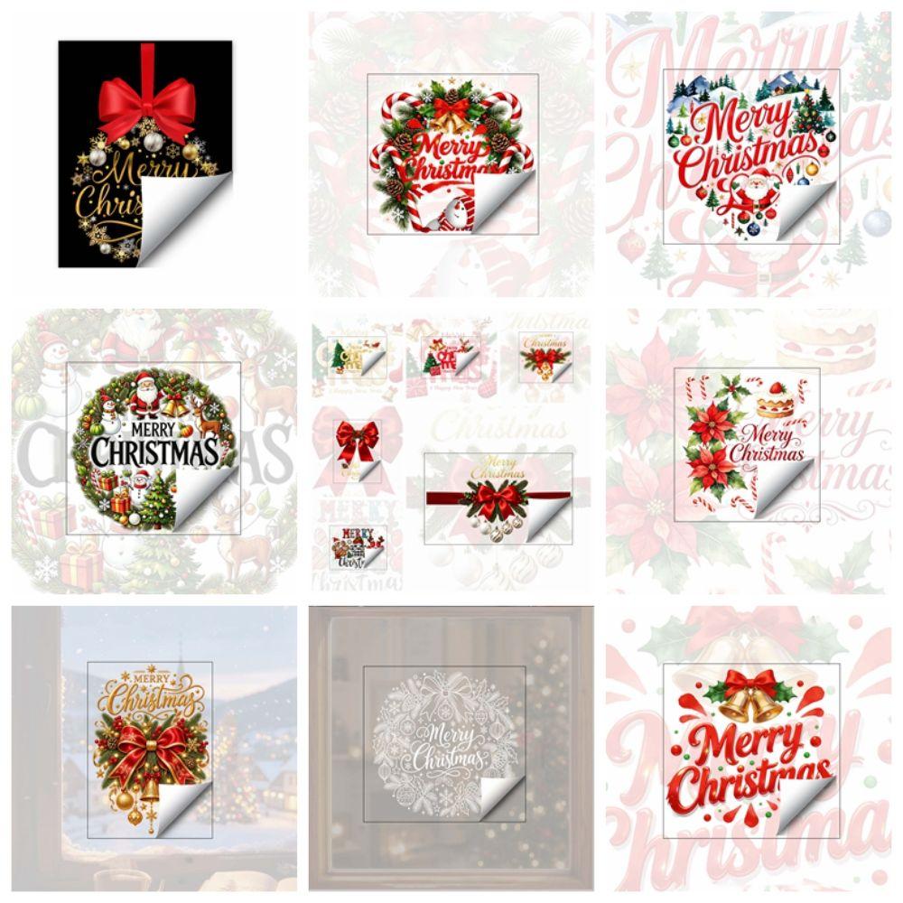 Colorful Christmas Window Sticker Removable Festive Room Decoration Static Glass Cling Homeowner