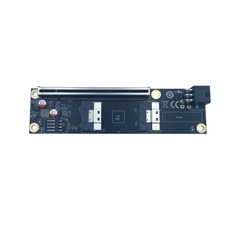 Universelle PCIe4.0/5.0-kompatible Erweiterungskarte zur Umwandlung eines X16-Slots in SlimSAS-Schnittstellen für den Anschluss mehrerer Geräte