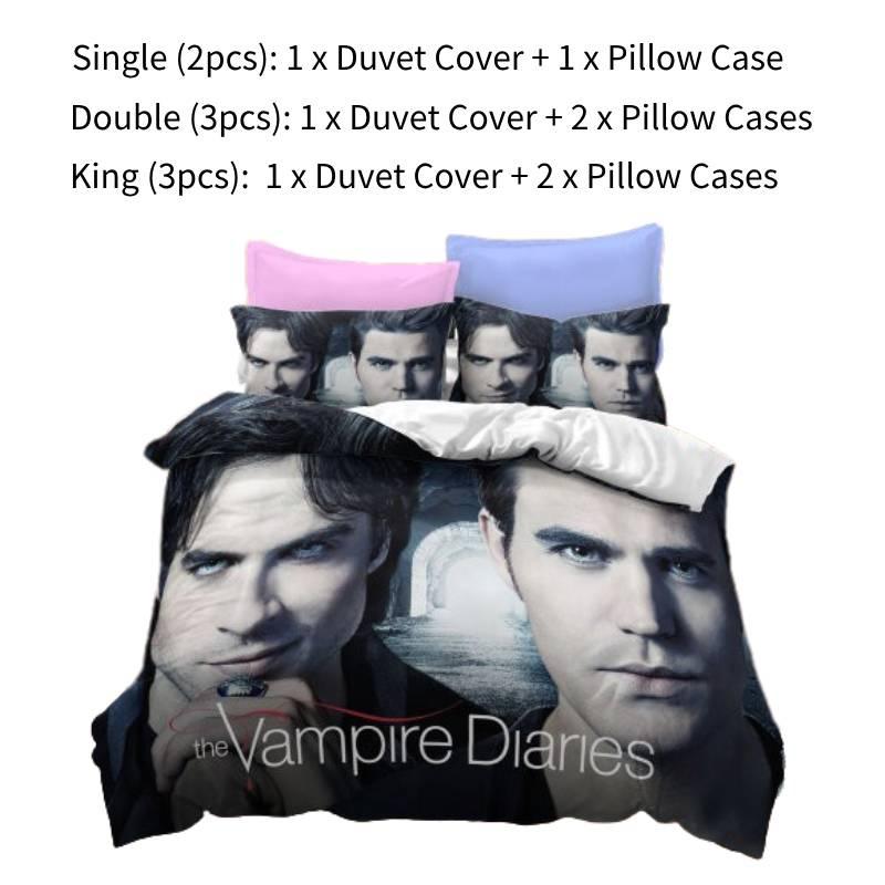 Vampirtagebuch 3D-gedrucktes Bettwäscheset Weiches und strapazierfähiges Polyesterfasermaterial