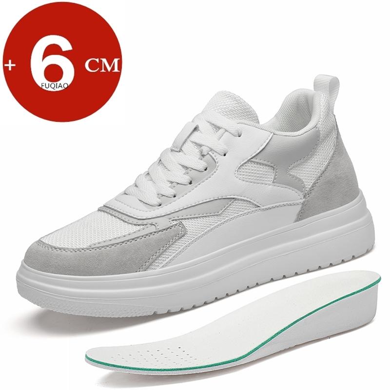 6cm Höhenerhöhung Schuhe Unisex Echtes Leder & Mesh Atmungsaktiv Leicht Lässige Sneakers Bequemes Elevator Schuhwerk