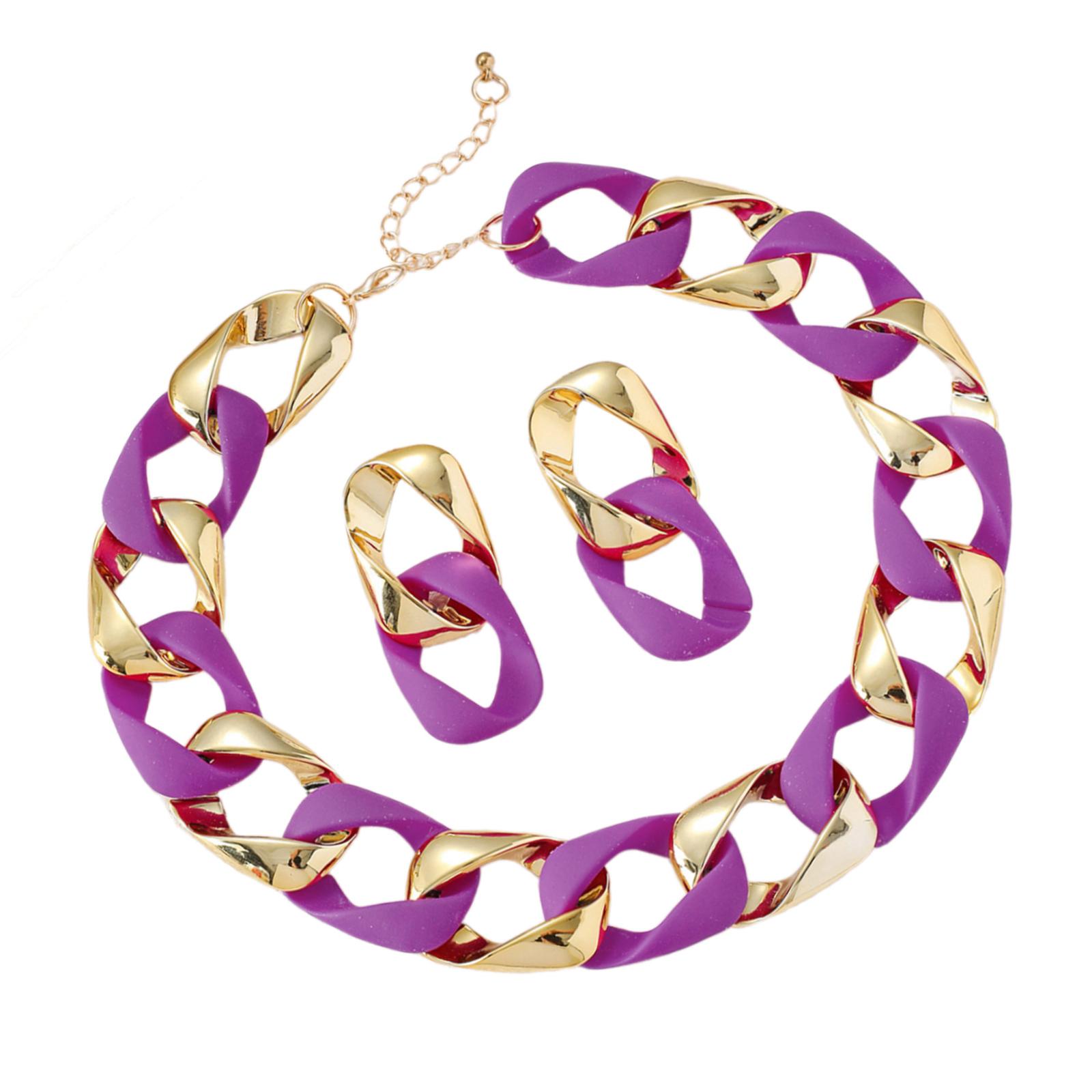 

Сплетенное ожерелье Красочный набор украшений Геометрические серьги и ожерелье Набор Текстура из смолы и сплава Подходит для женщин