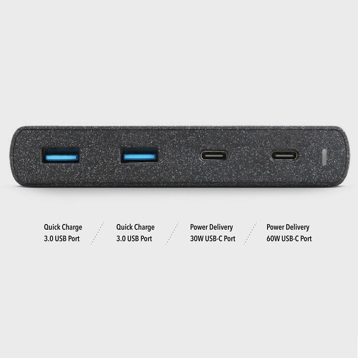 Ładowarka sieciowa 90W UNIQ Quick Charge 3.0 2xUSB + 2xUSB-C  Czarna