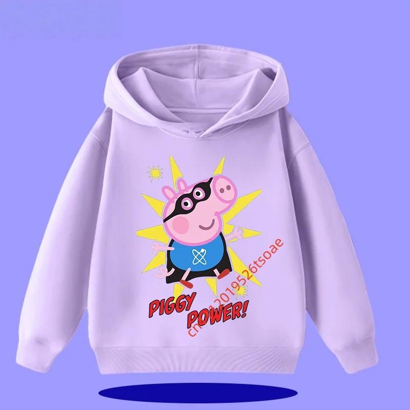 Peppa Pig Children's Hooded Sweatshirt 2026 New Style Cartoon Print Boys' Sport Shirt Girls' Casual Shirt