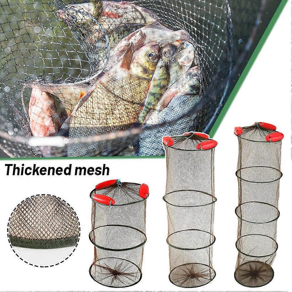 2-4 Layers Portable Foldable Fishing Floating Fish Net Shrimp Mesh Allows Fish
