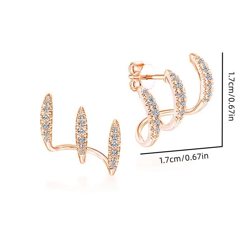 Exquisite Silver Color Claws Stud Earrings with Crystal Modern Design Fashion Versatile Accessories Women Jewelry
