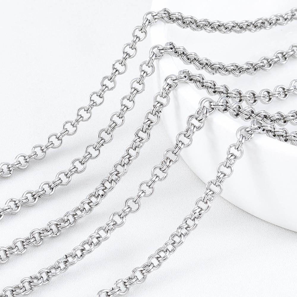 1Meter Stainless Steel Double Rings Link Chain 4mm Simple Circle Chains for DIY Necklace Bracelet Bag Chain Jewelry Findings