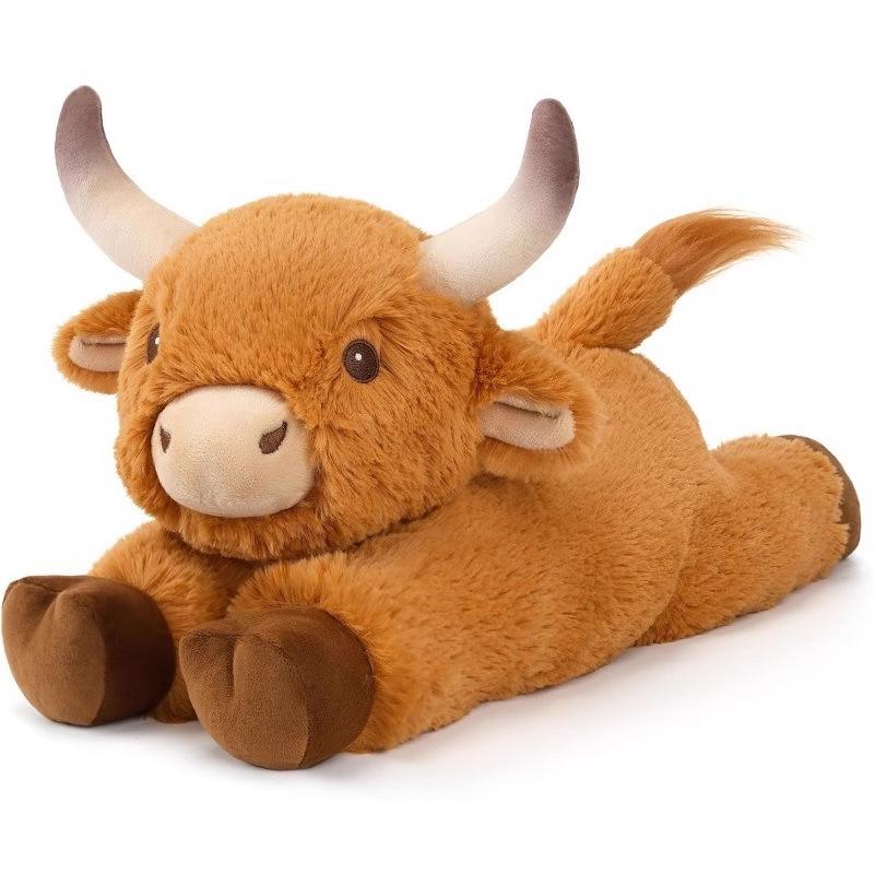 Highland Cow Plush Toy Fluffy Longhair Stuffed Animal Cute Soft Model for Kids Gift 30cm
