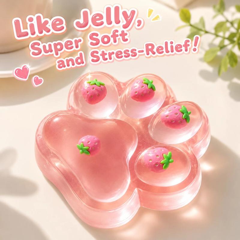 Soft Stress Balls Slow Rising Cat Paw Fruit Designs Fidget Sensory Toy For Kid Strawberry Cat Claw Creative Pinch Fun