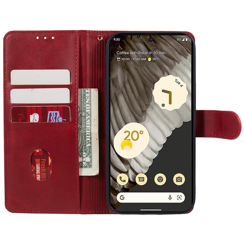 

For Google Pixel 8 PU Leather Wallet Phone Case Calf Texture Anti-drop Stand Cover Rose Gold