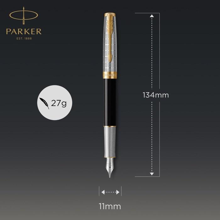 Parker Sonnet Premium Fountain Pen, Metal & Black GT, Fine Point, 18K Nib, Gift Box, 2119784