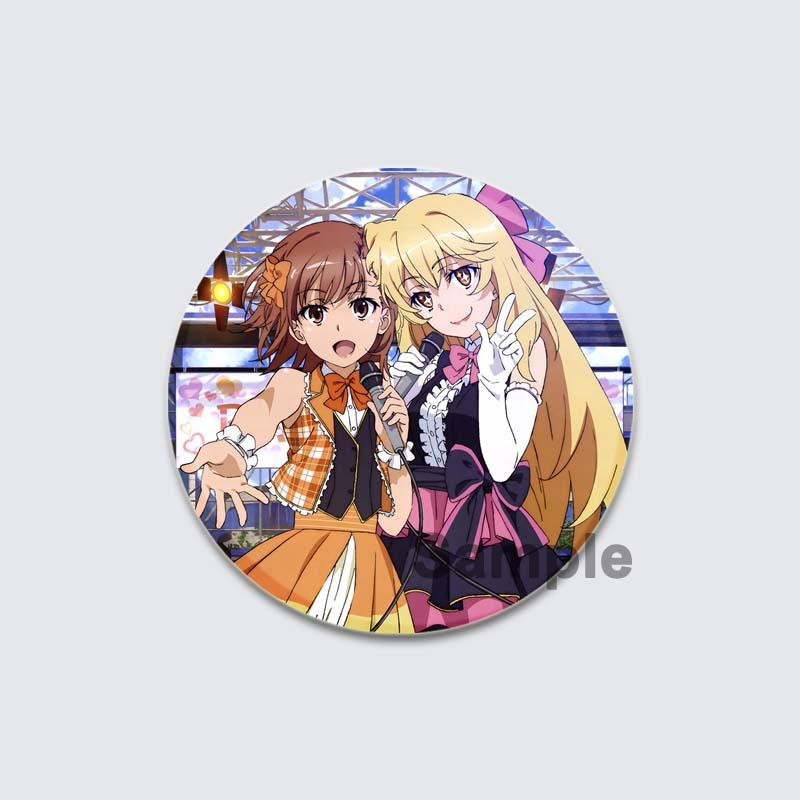 32/44/58mm A Certain Scientific Railgun HD Brooch Anime Badge Cartoon Figure Misaka Mikoto/Wannai Kinuho Round Display Pins Jewelry Gifts