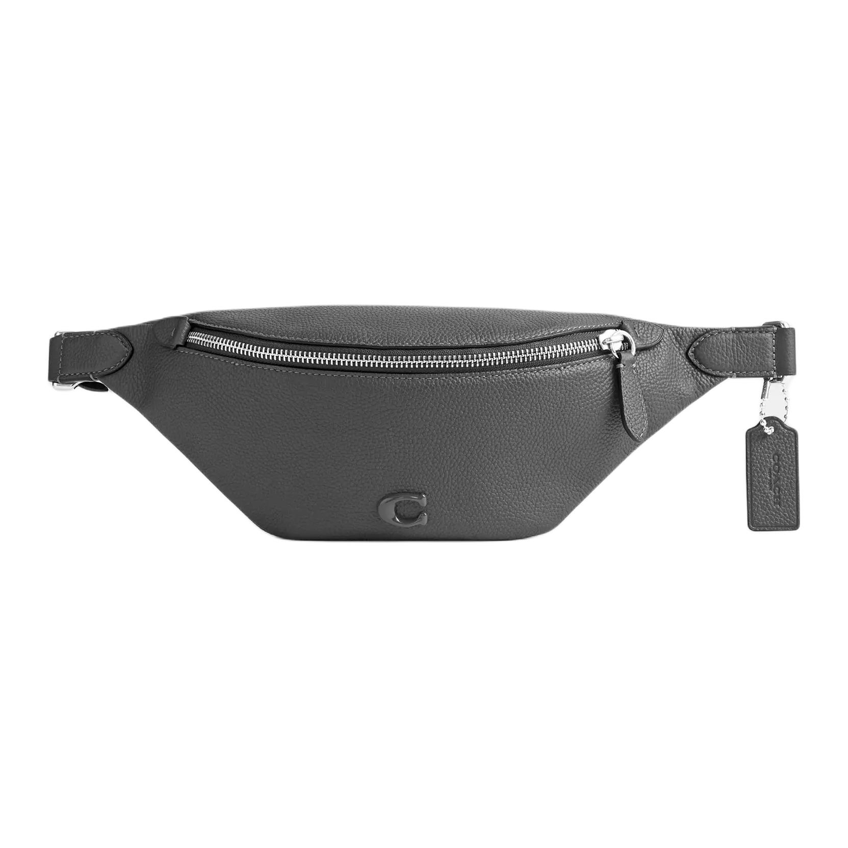 

Coach Charter 32 Logo Zip Closure Pebble Leather Waist Bag Large Men waist bag Charcoal CP402-CHR Basic Set (Bag+Dust Bag)