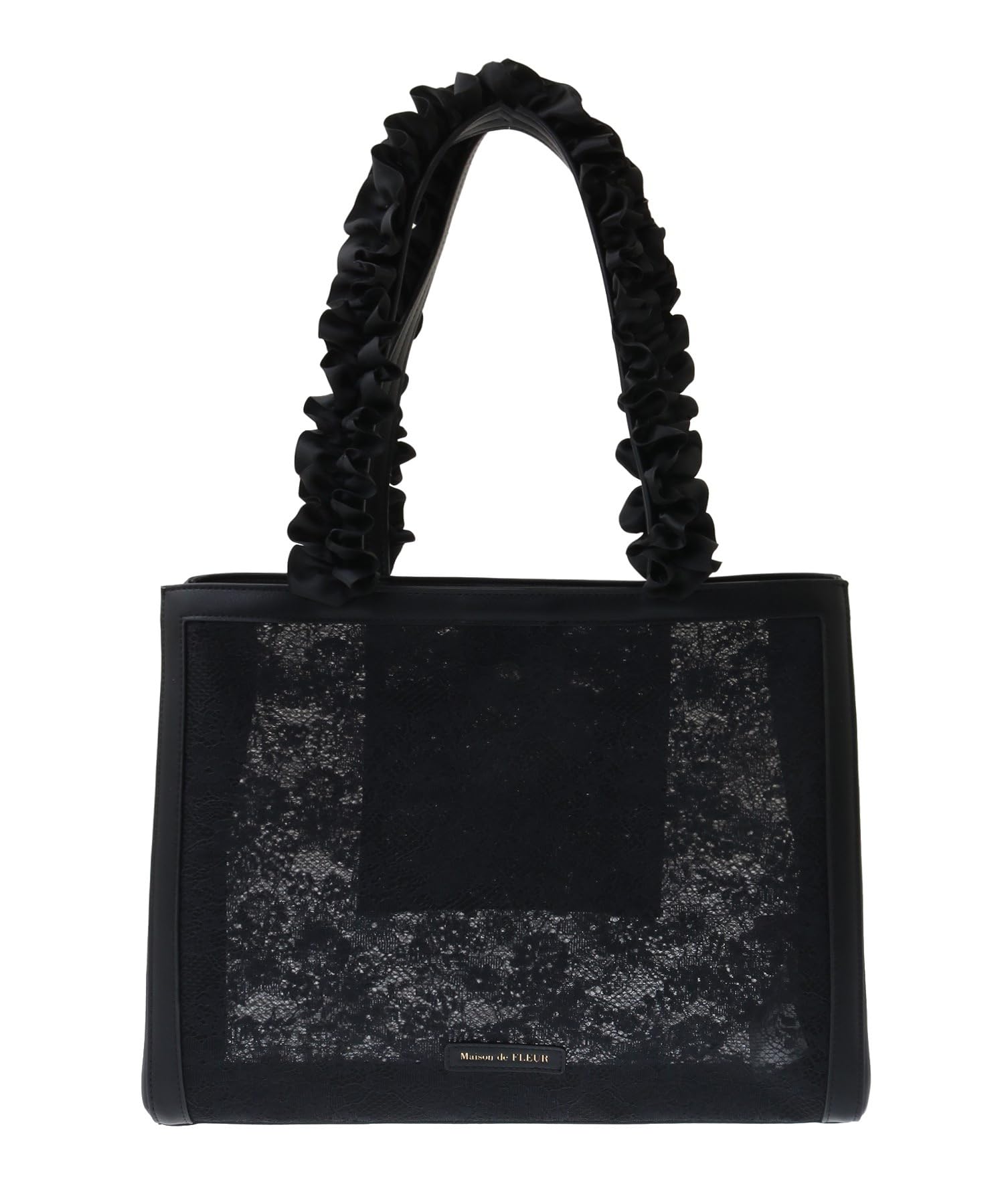 

Maison de FLEUR Mesh Lace Square Tote Bag, Black, 08000248200