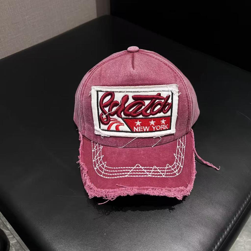 Washed cotton three-dimensional embroidery alphabet baseball cap washed old new york cap