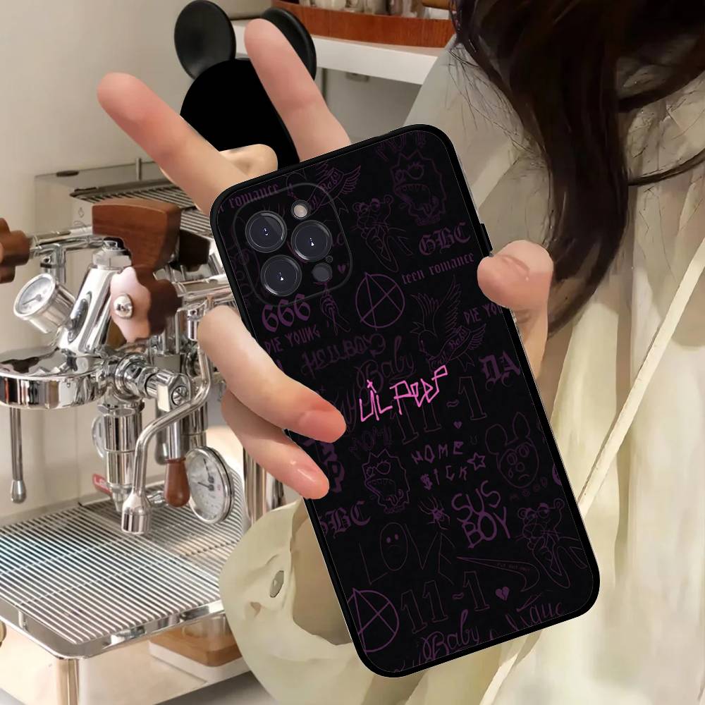 Sänger Rapper L-Lil Peep Silikon Handyhülle Für IPhone 11 12 13 14 15 16 17 Pro Max Schwarze Hülle
