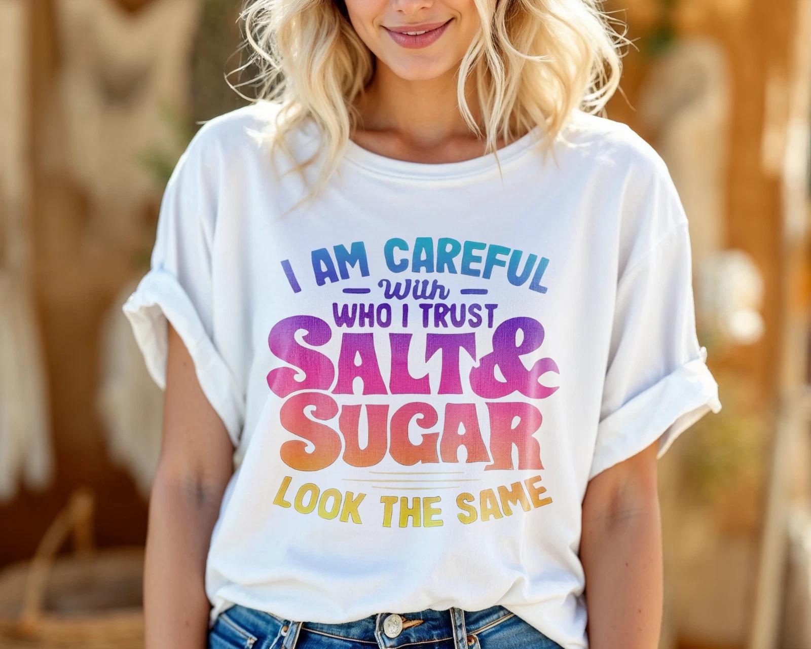 

I Am Careful Who I Trust T-Shirt – Funny Salt and Sugar Quote Graphic Tee A349 4XL