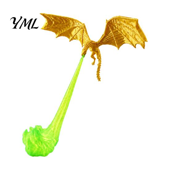 Fantasy Home Accessories 3D Printed Fire-Breathing Dragon Shelf Decor, Flying Nook Bookshelf Light, Black Design Artistic PLA Figure with Green Flame,