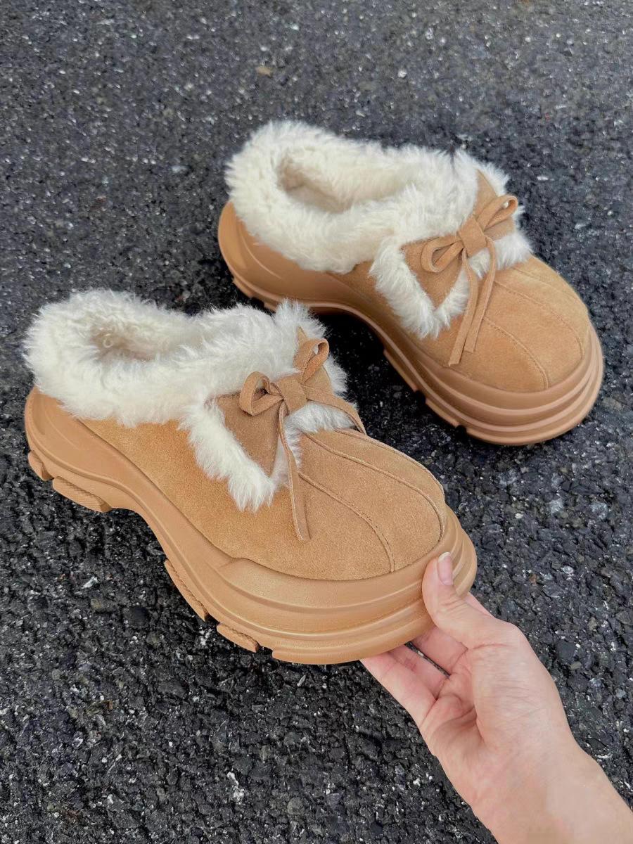 

One foot and a half tow bag head snow boots women s winter thick-soled non-slip velvet thickened Northeast big head snow boots 40