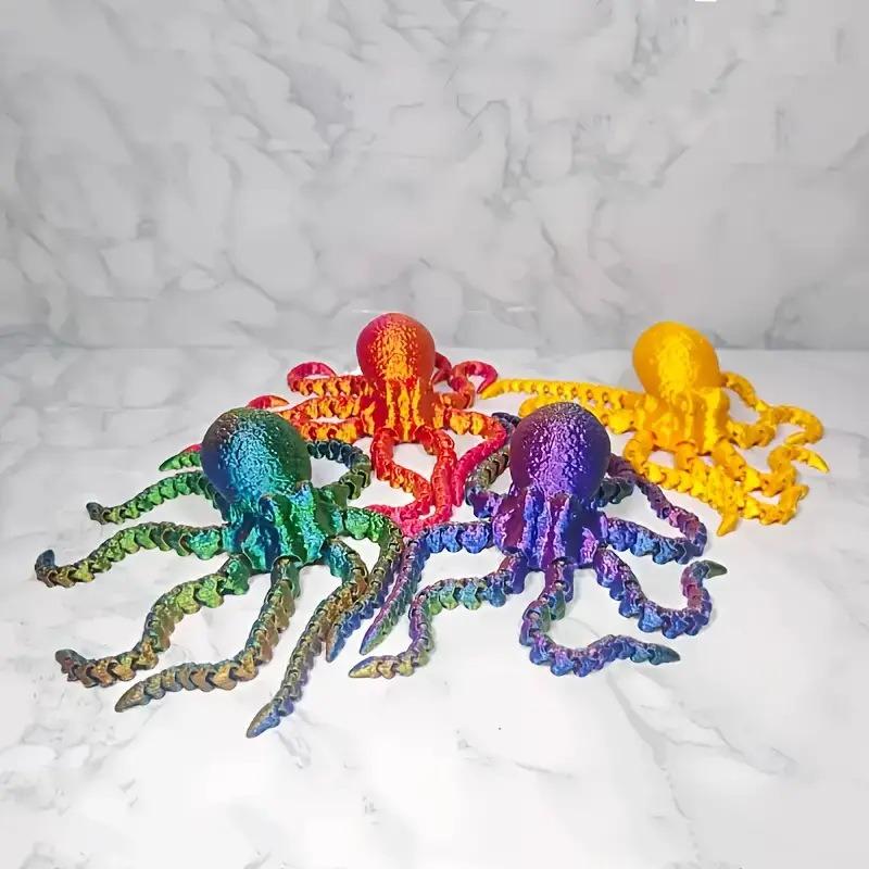 3D Printed Octopus Figurine Flexible Joints for Home Office Desk Decor Ocean Animal Table Toy