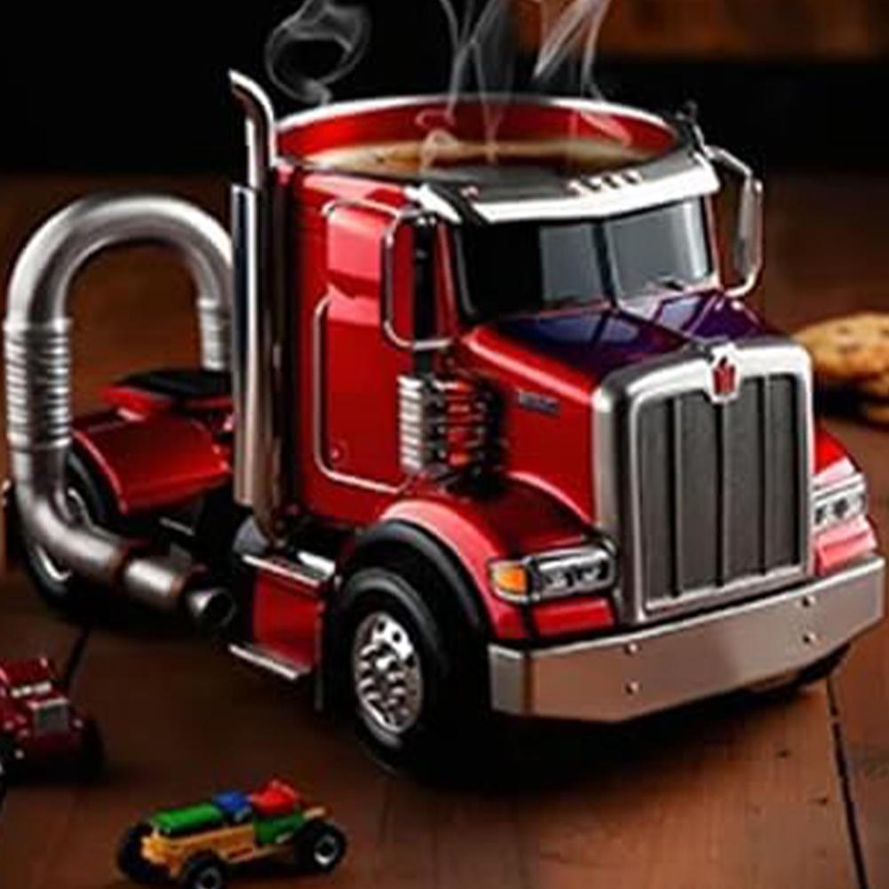 Semi-Truck Coffee Mugs Stainless Steel Handcrafted Truck Coffee Mug Resin Coffee Mug 11 Ounces Semi-Truck Coffee Mugs for Men