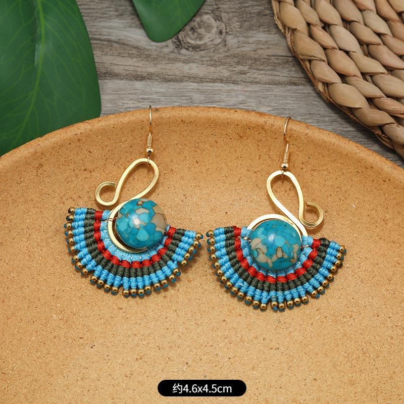 Niche Design Woven Earrings Bohemian Retro Resort Style Personality Temperament Handmade Earrings