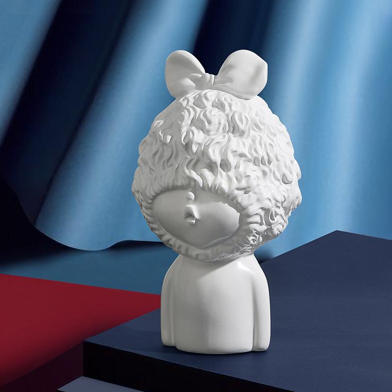 Nordic Light Luxury Art Creative Girl Ornaments Modern Living Room TV Cabinet Entrance Wine Cabinet Bookshelf Home Decorations