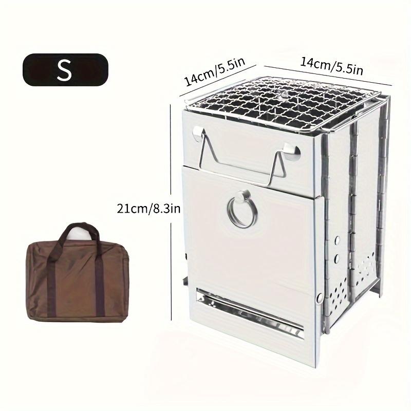 Wood Stove Portable Foldable Stainless Steel Camping Stove With Mini Charcoal Grill Lightweight Barbecue Grill