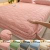 Winter Velvet Mattress Cover Thicken Warmth Bed Cover Bedsheet Bed Linen Soft Plush Warm Fitted Sheet Winter Velvet Bedcloth
