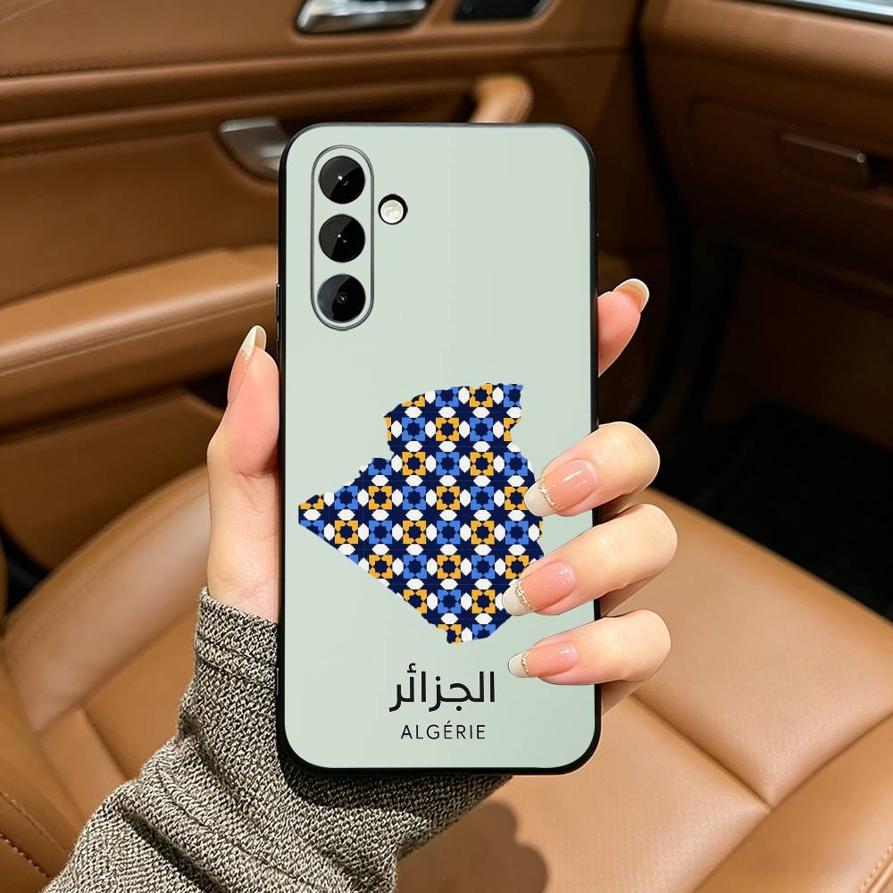 Flag of Algeria Soft Silicone phone Case for Samsung Galaxy A73/A71/A72/A70/A53/A52/A51 - Black Samsung a52 a52S