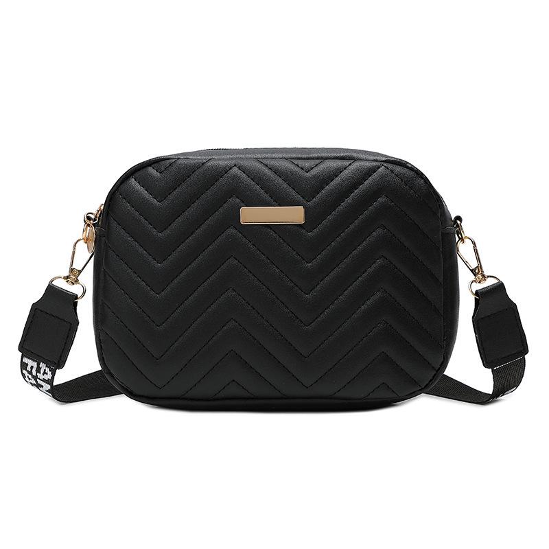 Korean Wave Pattern Embroidered Crossbody Bag with Shoulder Strap